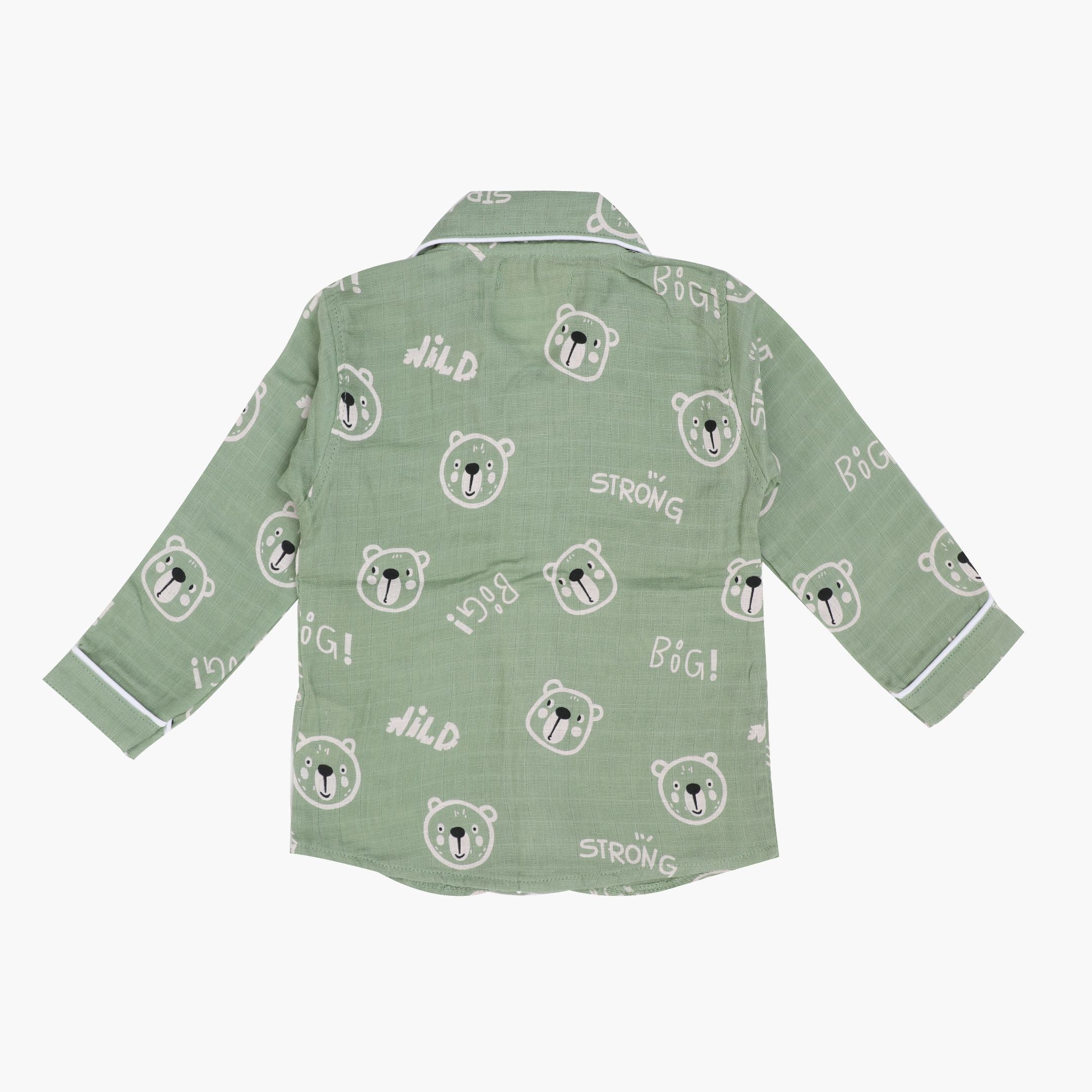 Fuzzy Bear - Muslin Full Sleeve Sleep Suit for babies and kids (Unisex)