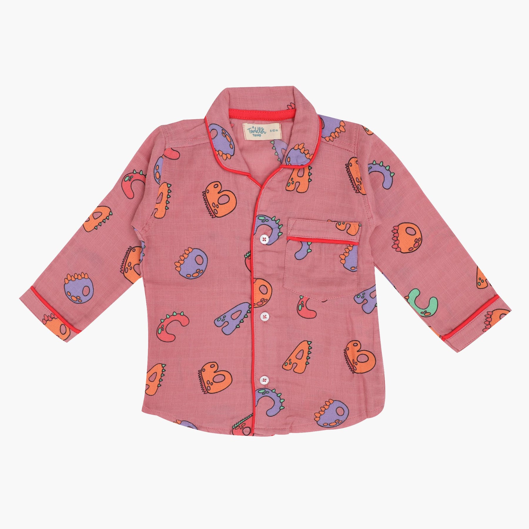 Alpha Dino - Muslin Full Sleeve Sleep Suit for babies and kids (Unisex)