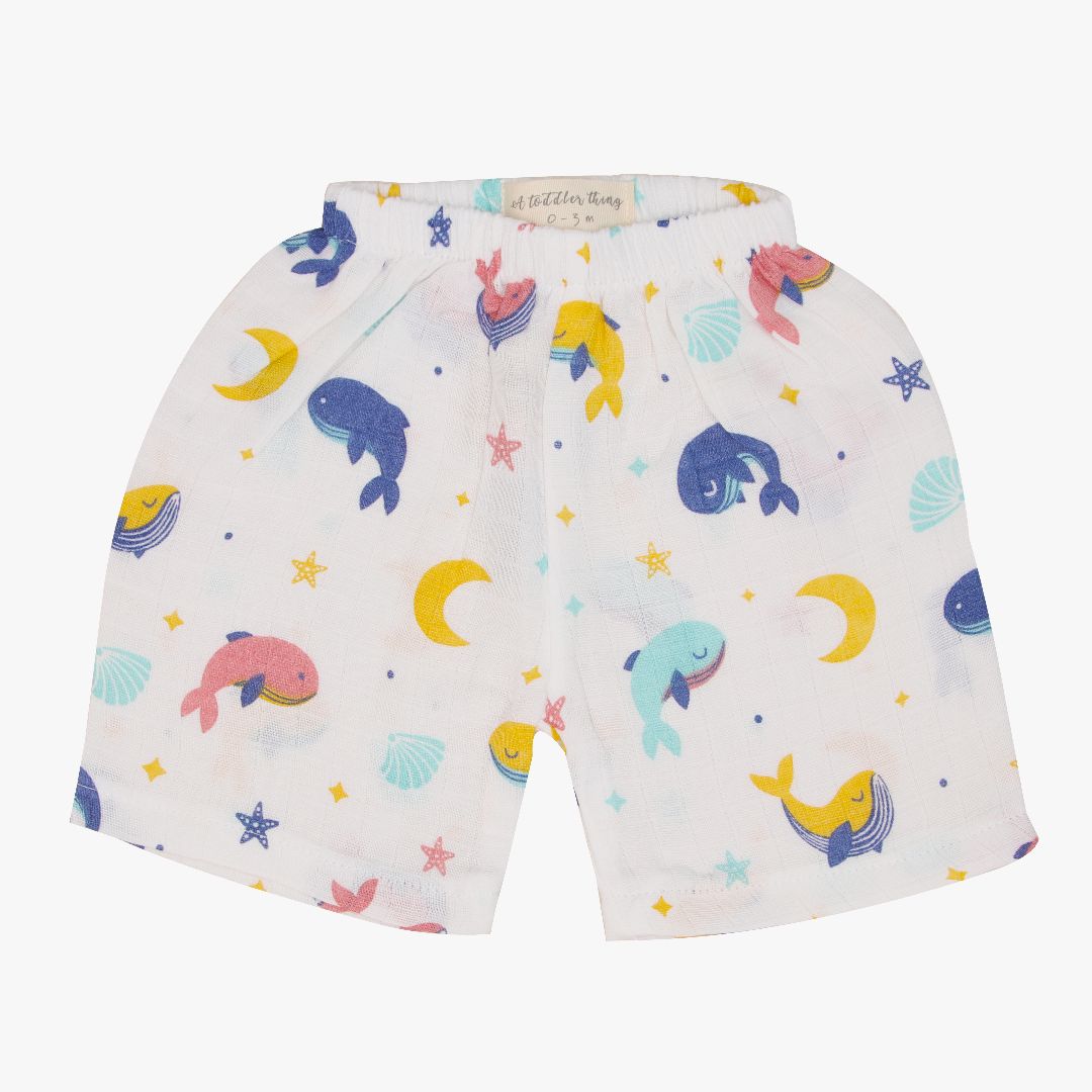 Whale Star - Muslin Jabla and Shorts for Babies and Toddlers