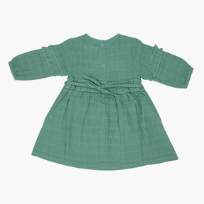 Minty Charm Full Sleeve Muslin Frock For Babies 