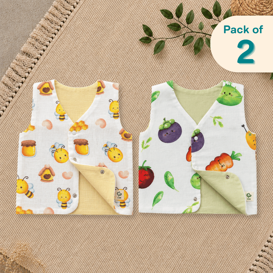 Zoo Holiday  - Reversible Muslin Jabla (Pack of 2)