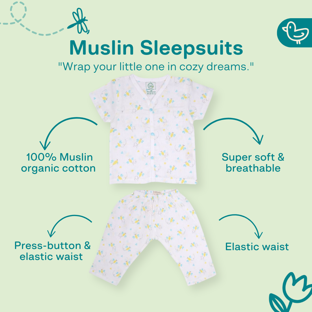 Buzzing Bee - Muslin Sleep Suit for babies and kids (Unisex)