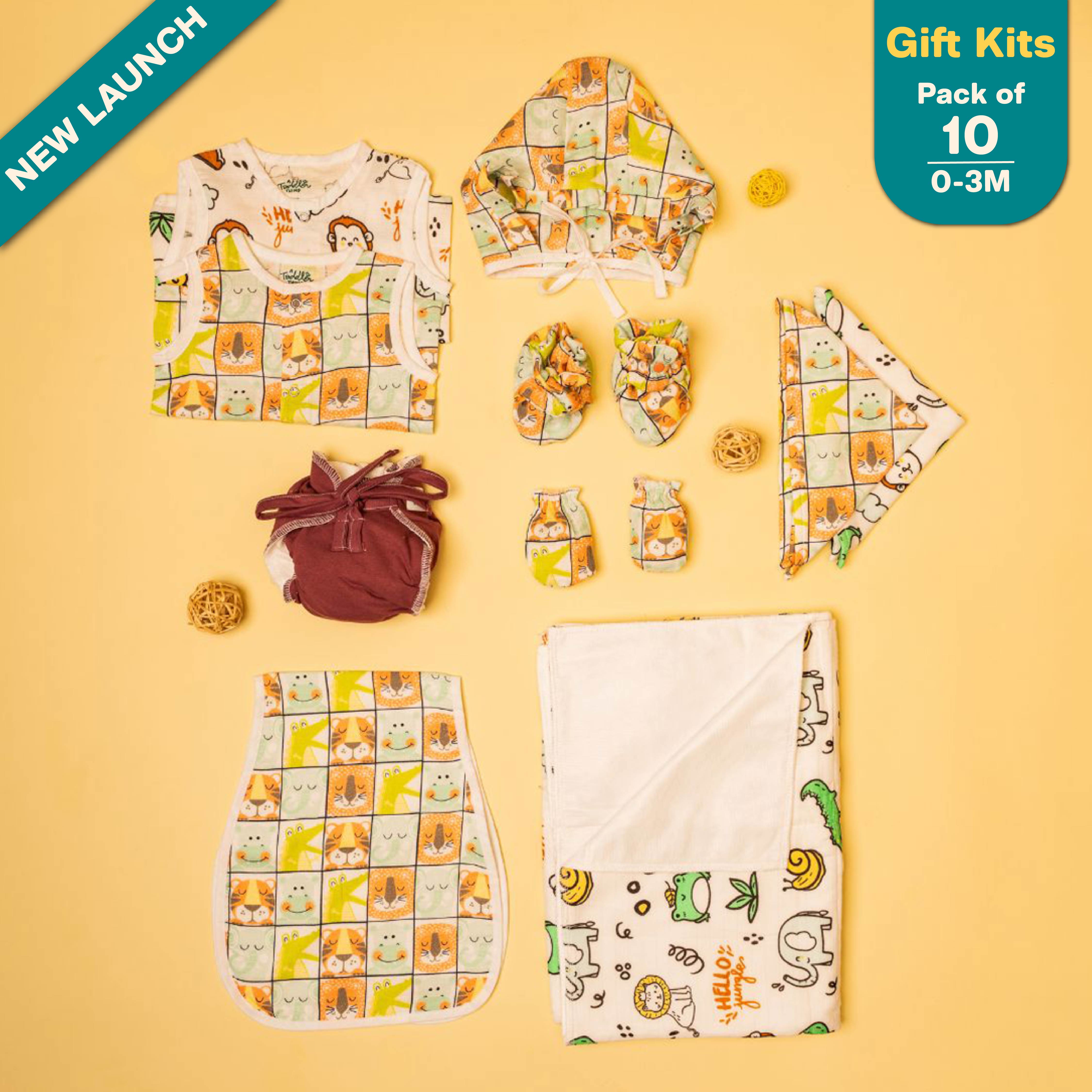 Hello Blocks - Muslin 10 Piece Combo Pack (0-3M)