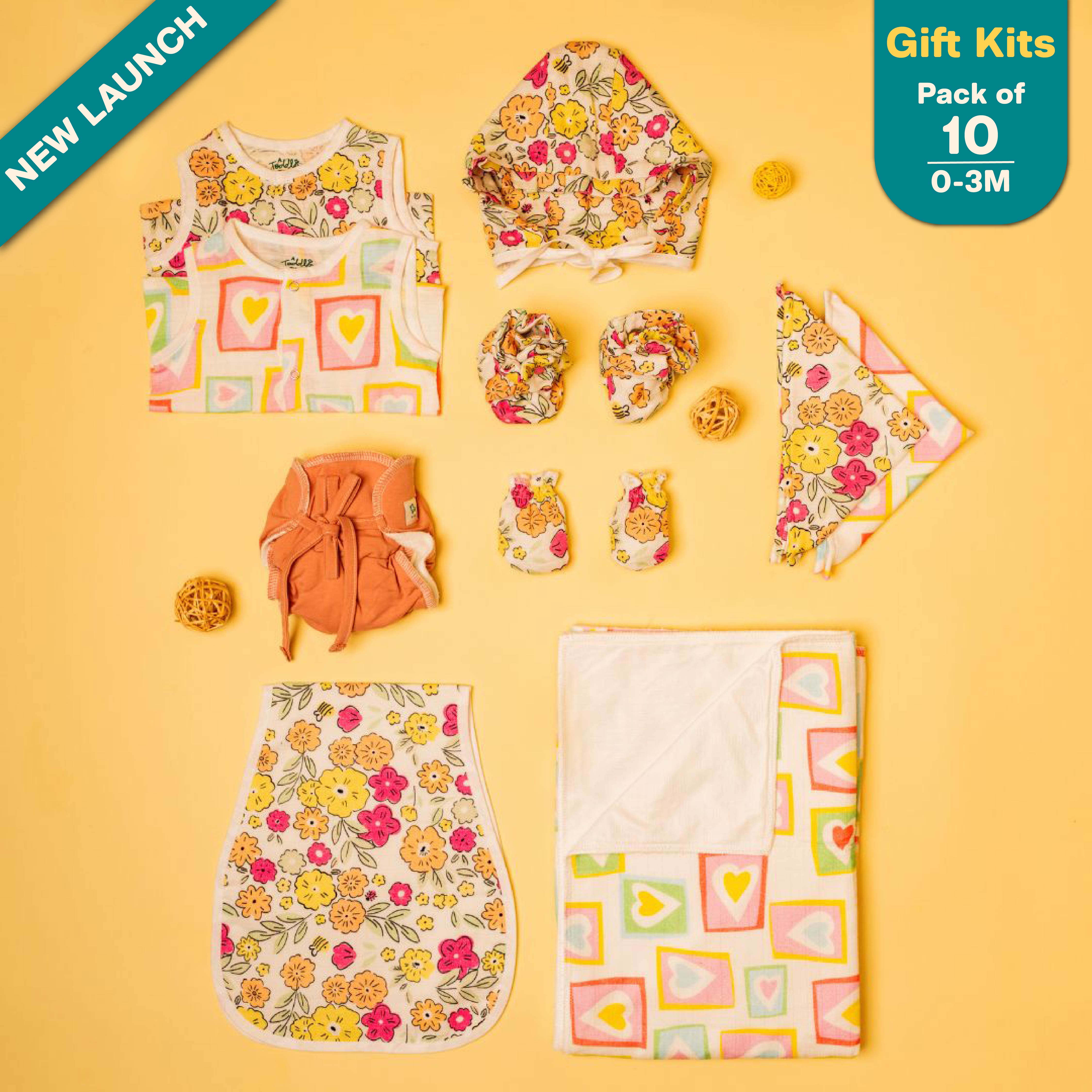 Spring of Love - Muslin 10 Piece Combo Pack (0-3M)