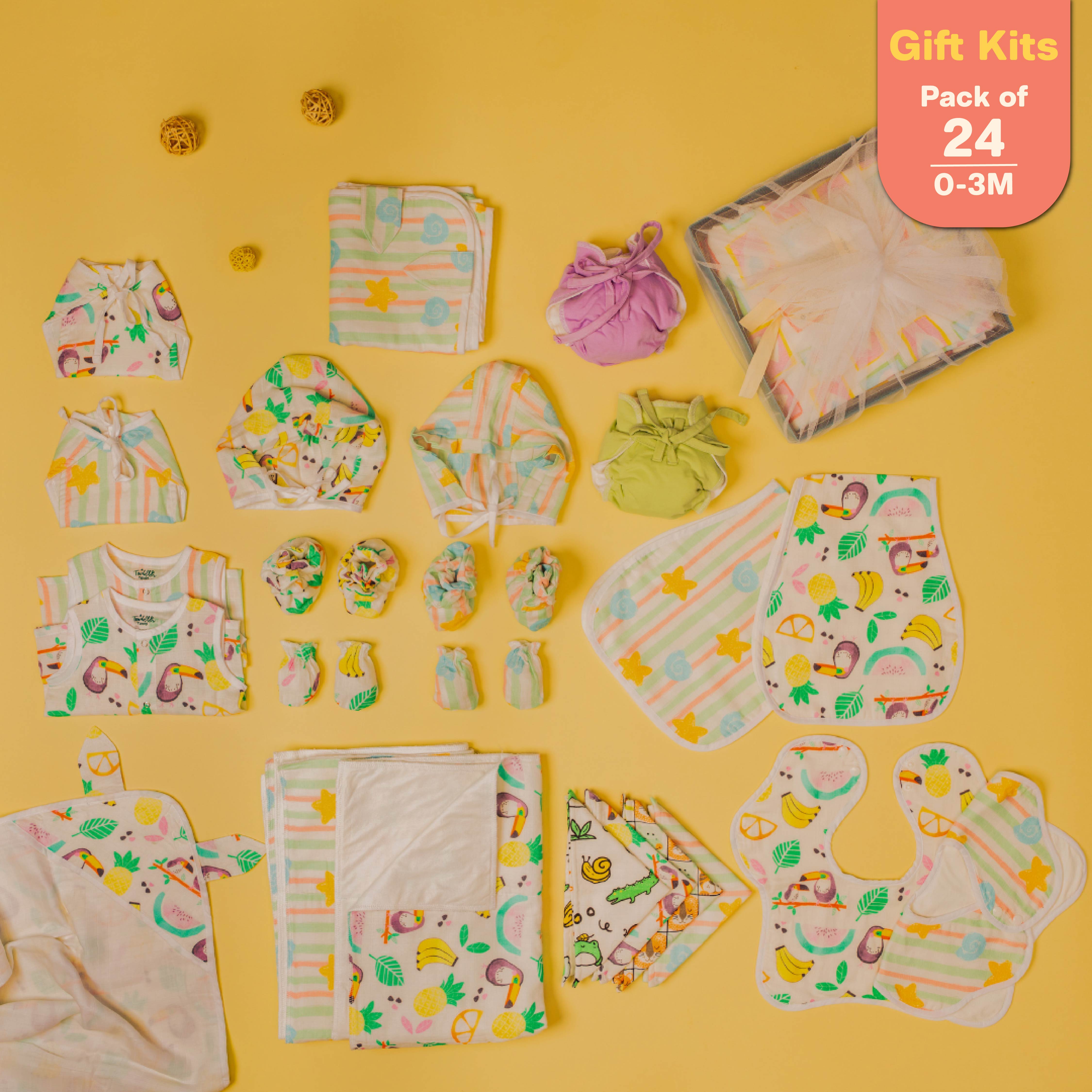 Beaky Stripes - Muslin 24 Piece Combo Pack (0-3M)