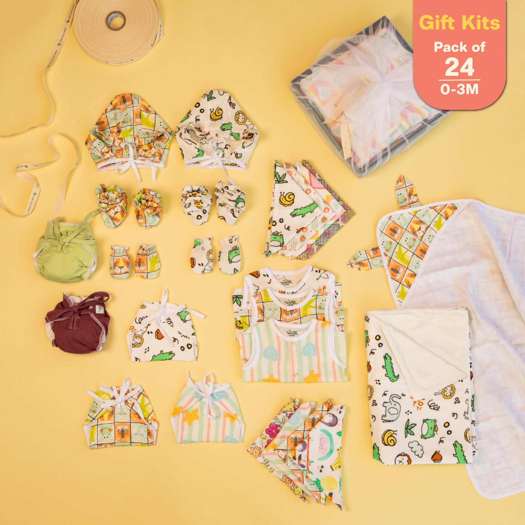 The Pixeling Pack  - Muslin 24 Piece Combo Pack (0-3M)