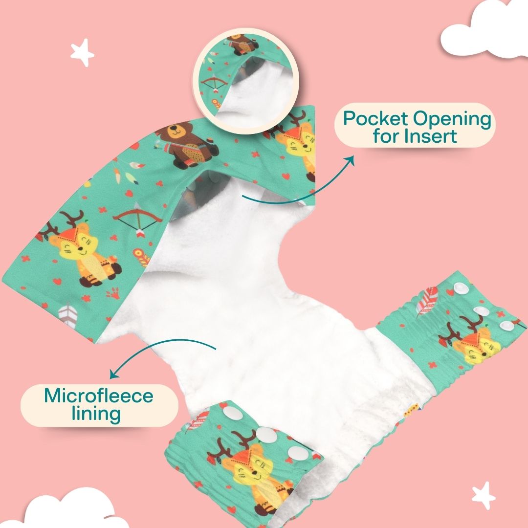 Indigo - Newborn Cloth Diaper 2.0 with 1 cotton Insert (2 kg - 5 kg)