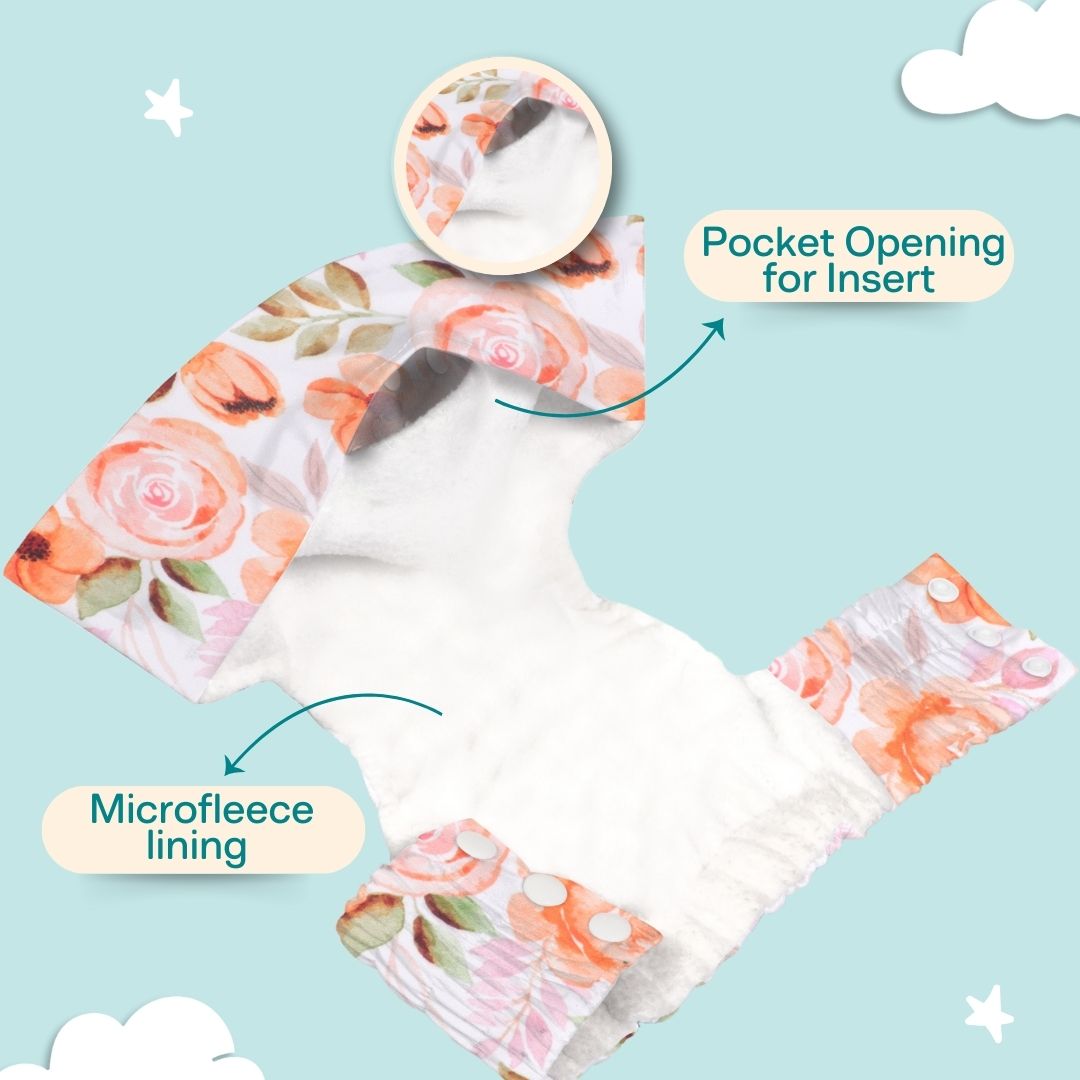 Indigo - Newborn Cloth Diaper 2.0 with 1 cotton Insert (2 kg - 5 kg)