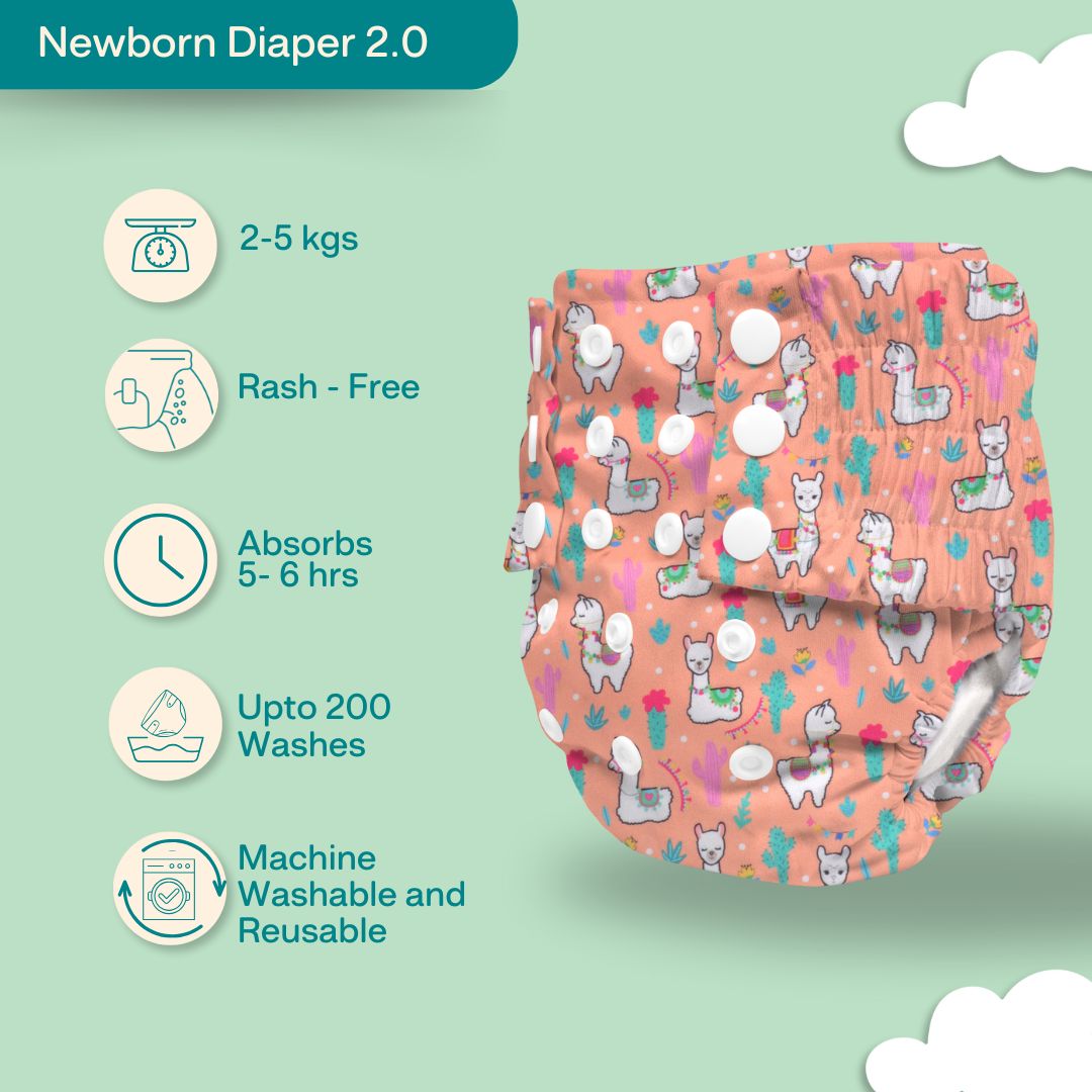 Indigo - Newborn Cloth Diaper 2.0 with 1 cotton Insert (2 kg - 5 kg)
