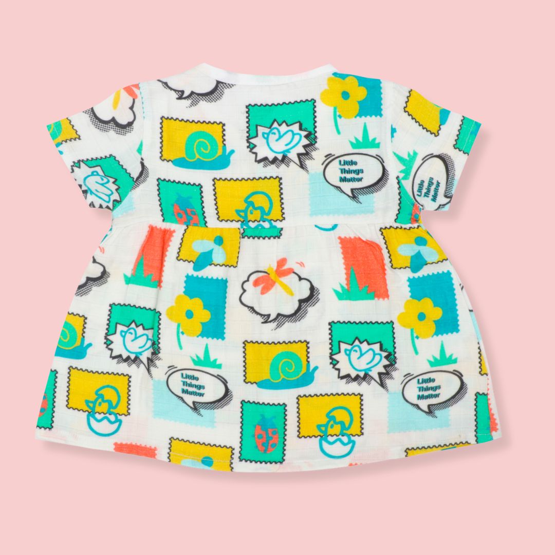 Flora Pixels - Muslin Button Frock