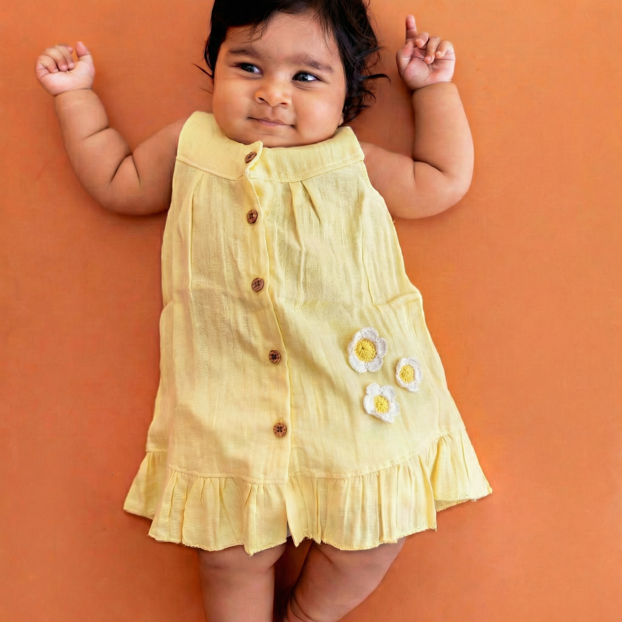 Butter Bloom - Crinkled Muslin Sleeveless Frock