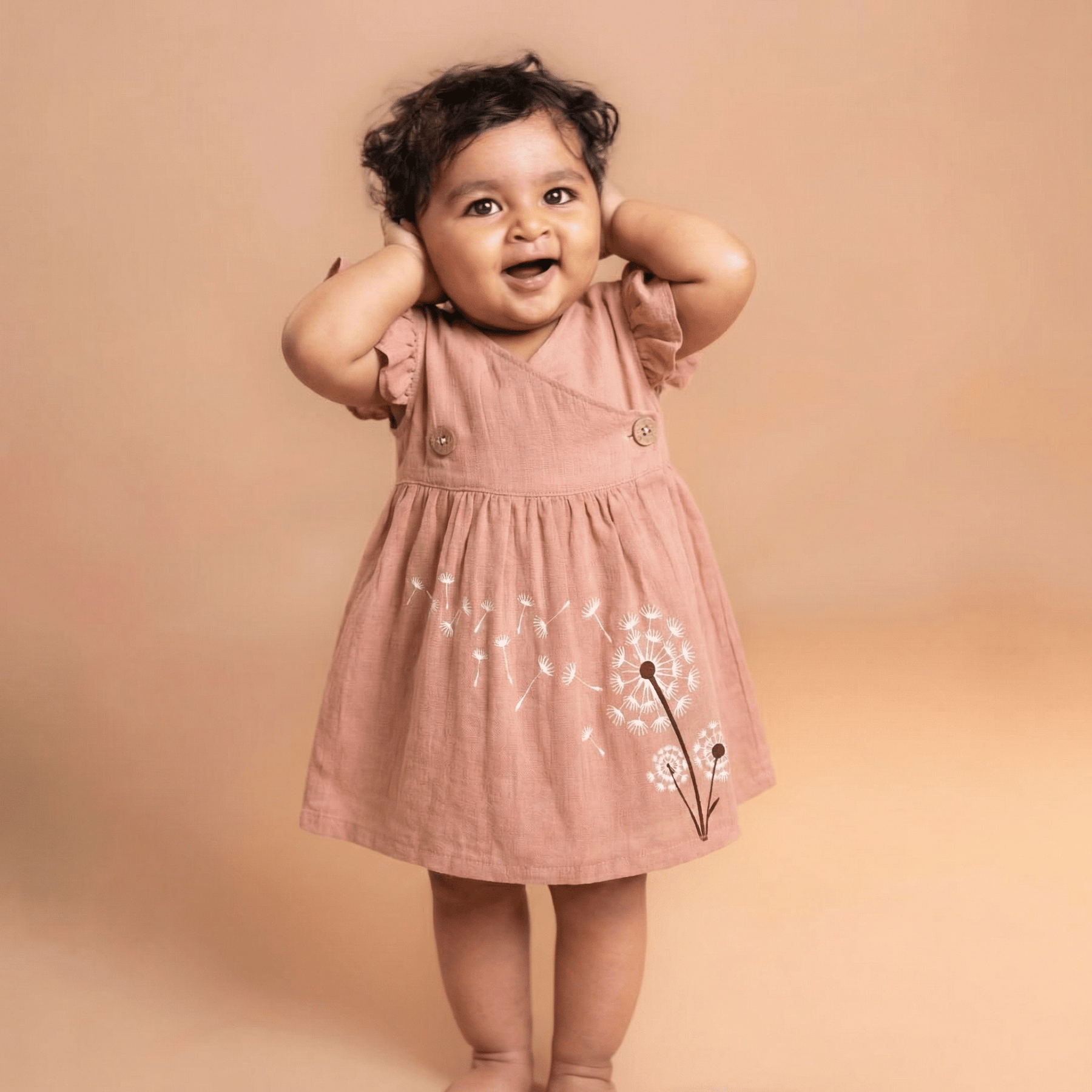 Mauve - Muslin Dandelions Frill Frock