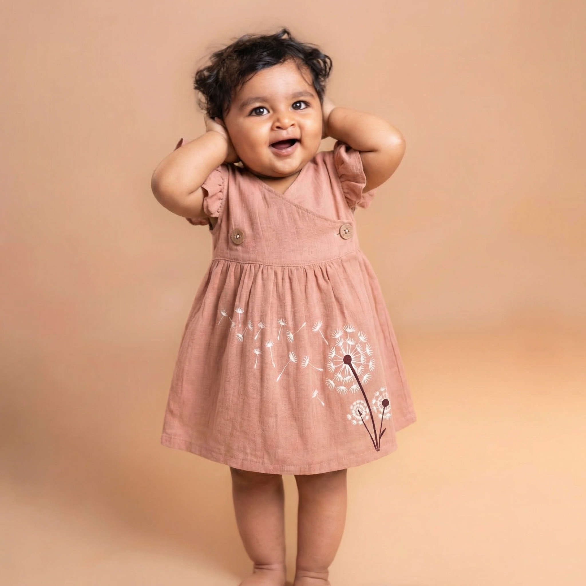 Biscoff - Muslin Dandelions Frill Frock