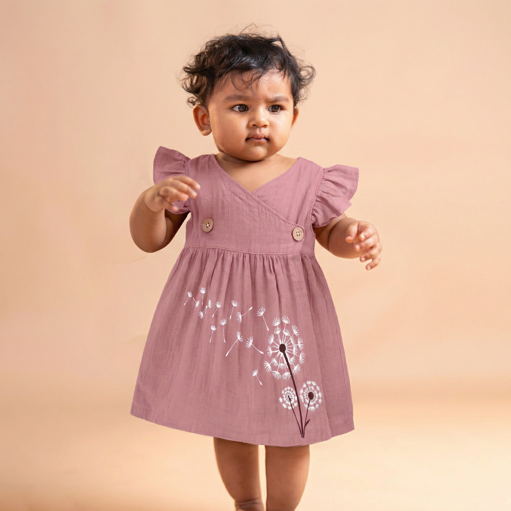 Mauve - Muslin Dandelions Frill Frock