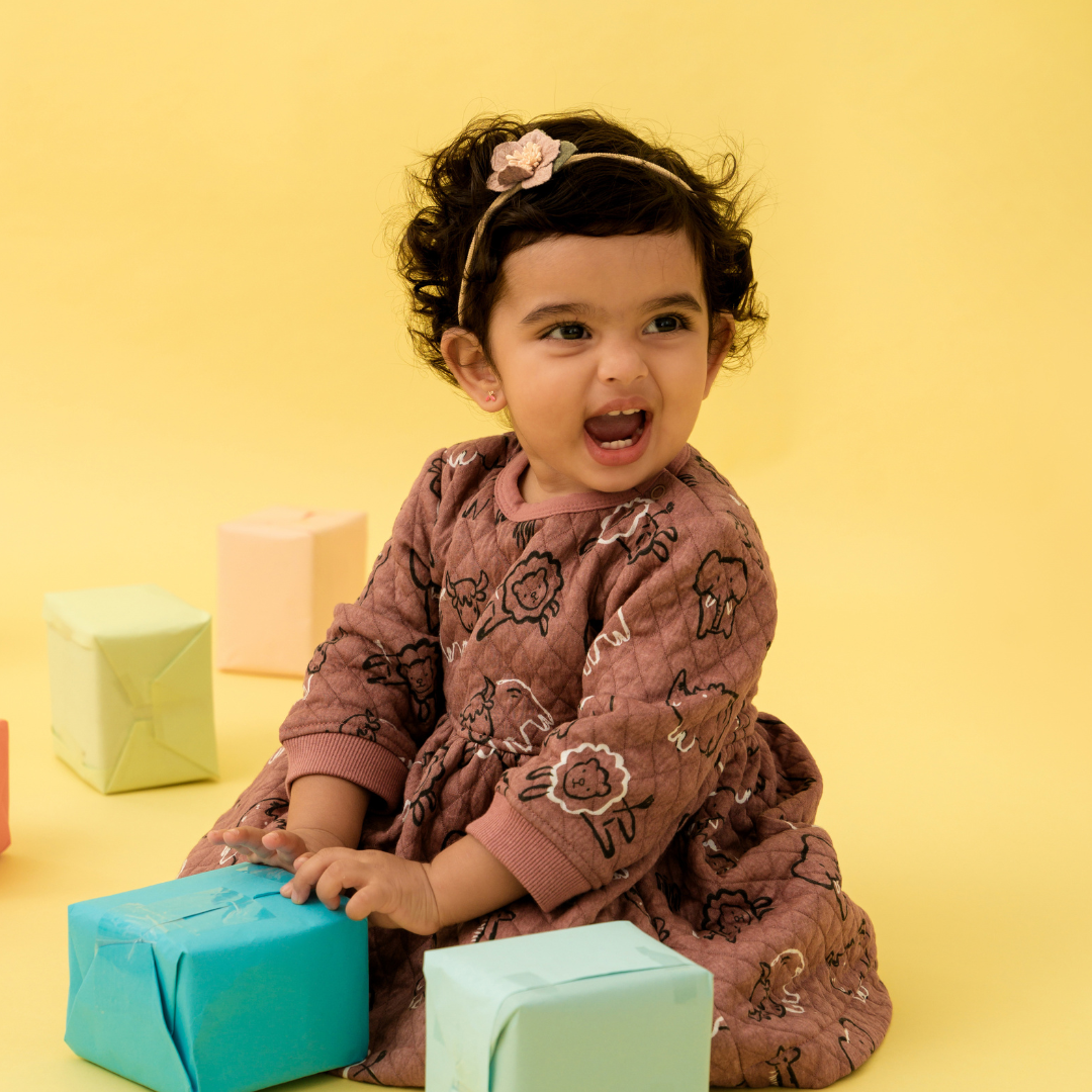 Zoom Zoom - Quilted Full sleeve Frock and pants for girls