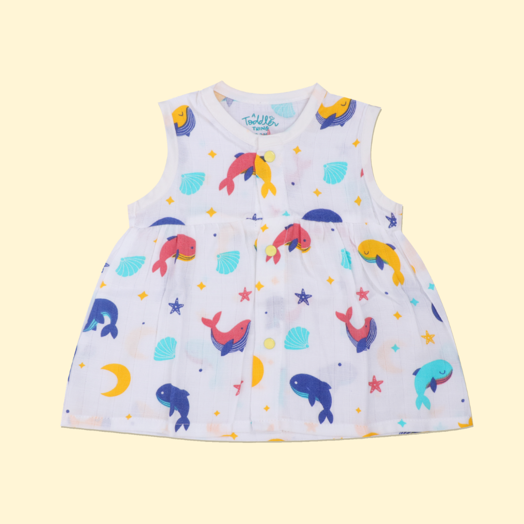 Shell Hopper - Muslin Sleeveless Frock - Pack of 2