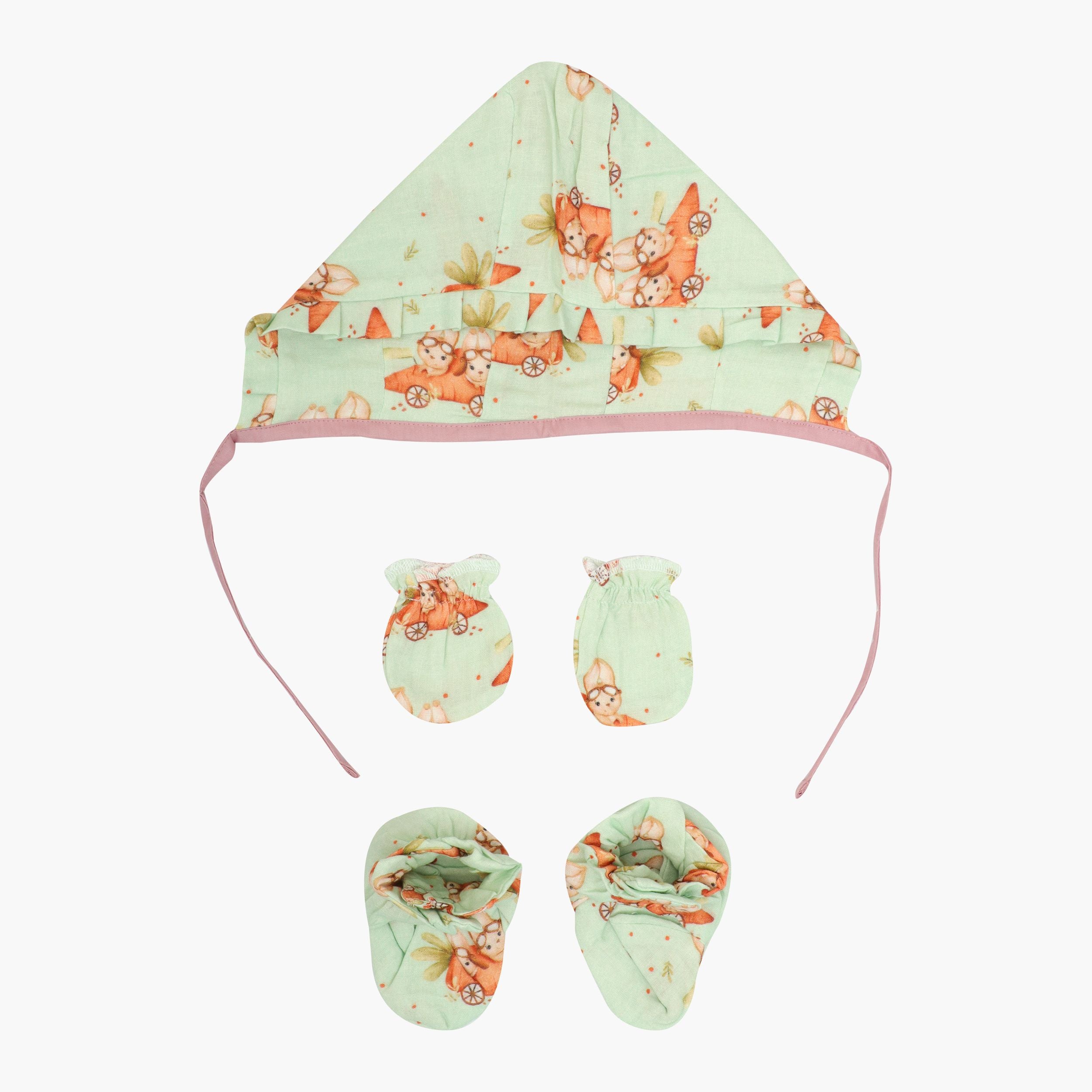 Fishing Fun - Muslin Cap, Mittens and Booties