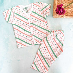 Unisex Wood Stripes Muslin Sleep Suit for babies and kids