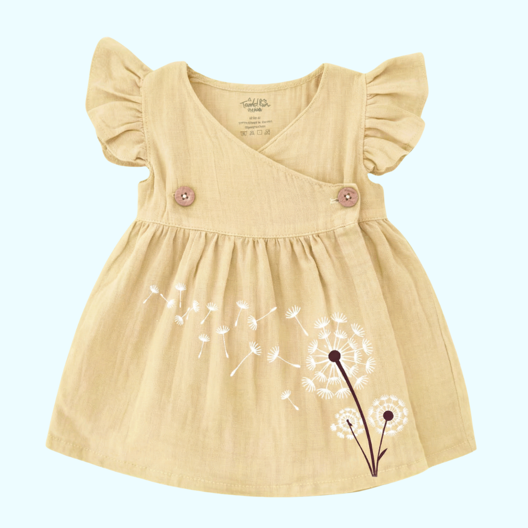Butter Yellow - Muslin Dandelions Frill Frock