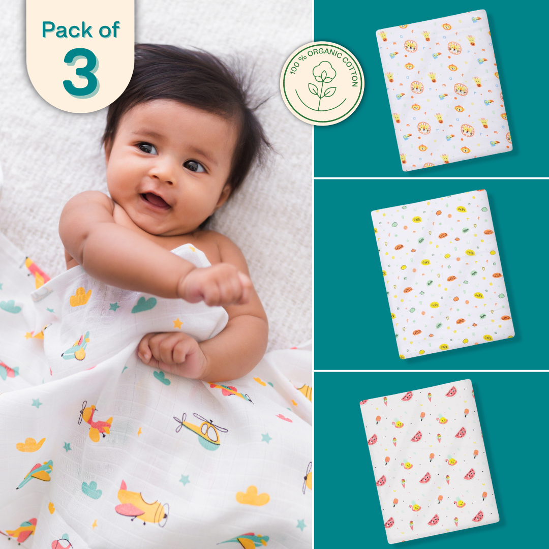 Muslin Cotton Swaddles (Pack of 3)