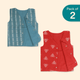 Ink n’ Tomato - Reversible Muslin Jabla (Pack of 2)