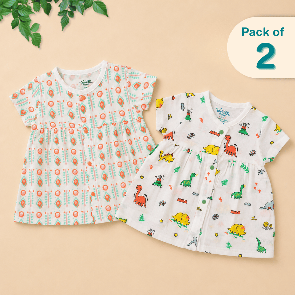 Timeless Tribes - Muslin Button Frock - Pack of 2