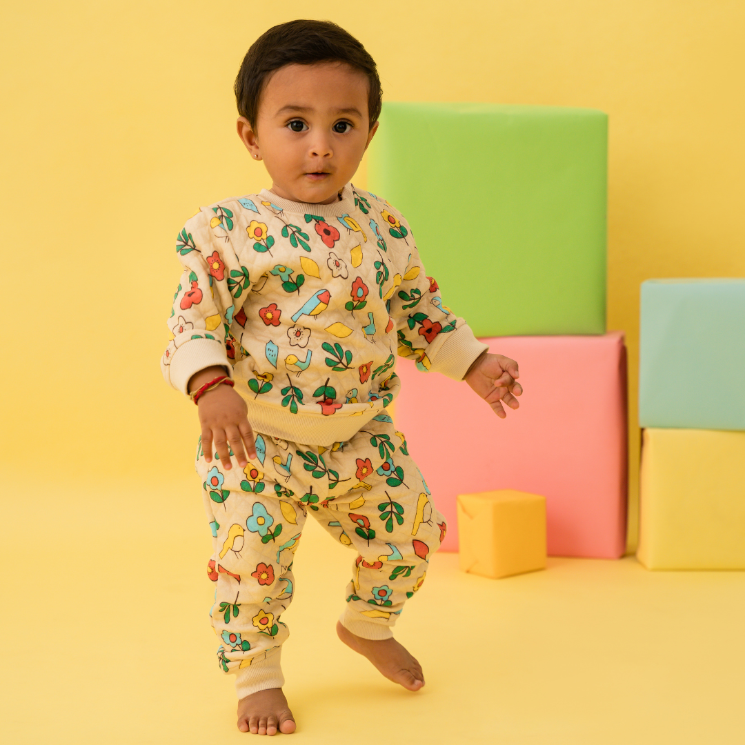 Cozy Nest - Quilted Full sleeve top and pants for kids