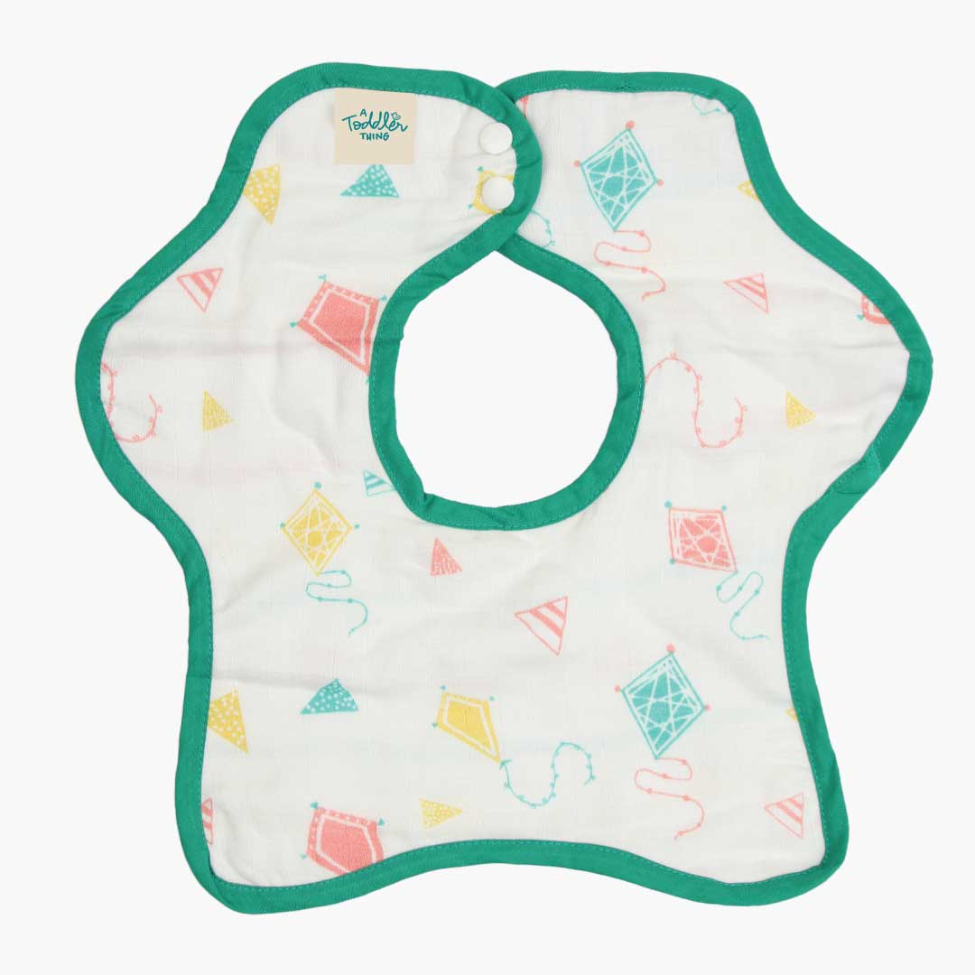 Fly High - Reversible Bib 0 To 12 Months (Organic Muslin Cotton)