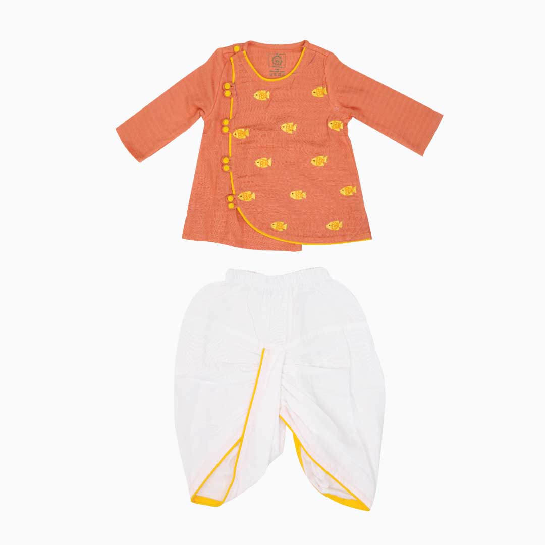 Matsya - Full Sleeve Button Type Kurta and Dhoti