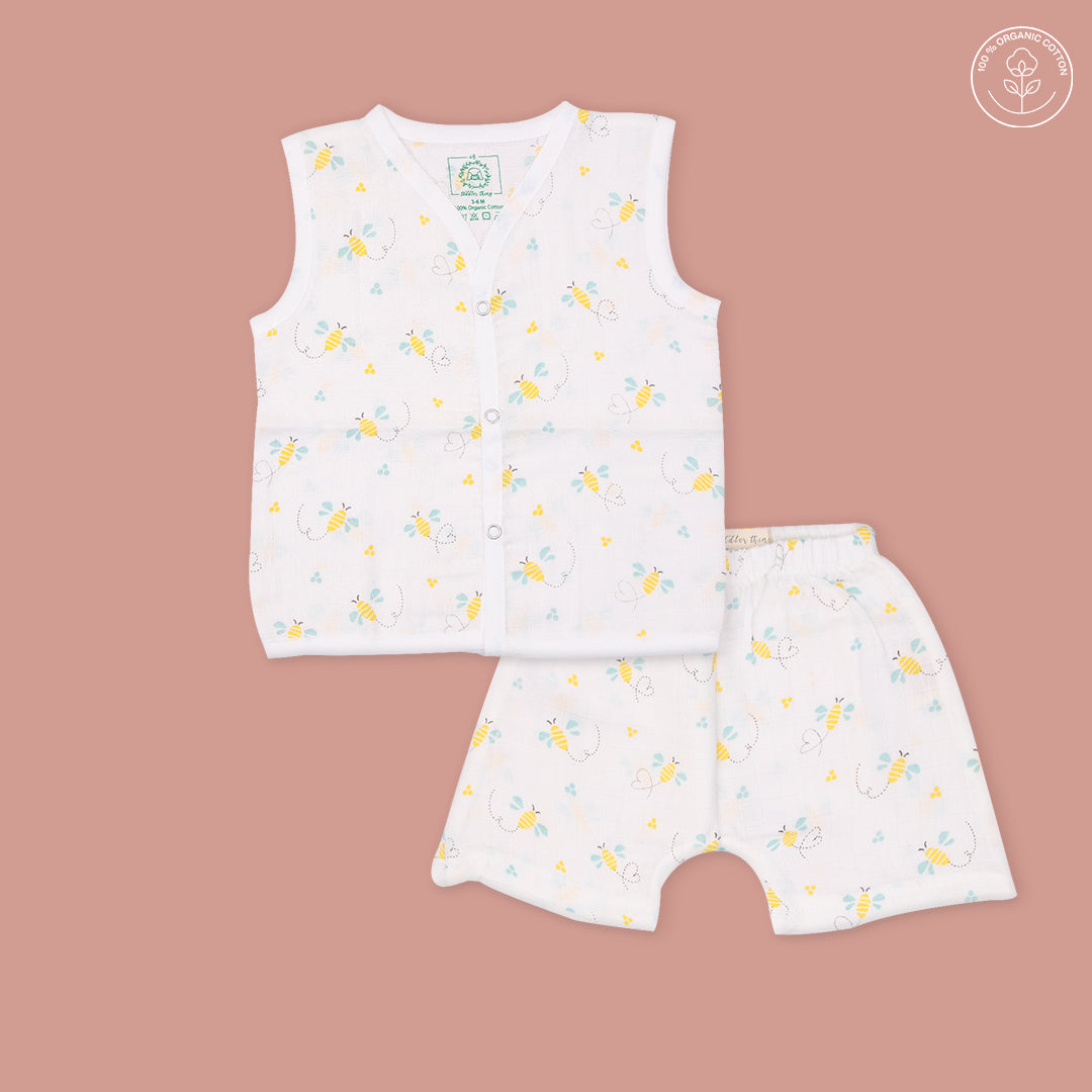 Buzzing Bee - Muslin Jabla and Shorts for Babies and Toddlers
